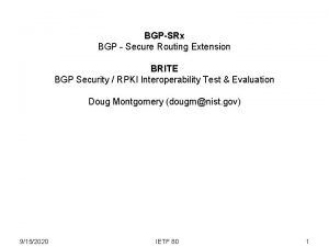 BGPSRx BGP Secure Routing Extension BRITE BGP Security