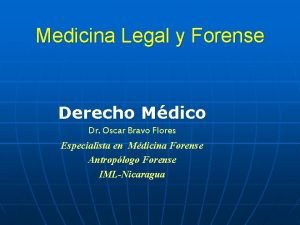 Medicina Legal y Forense Derecho Mdico Dr Oscar