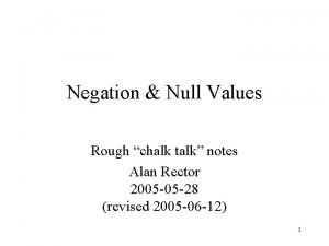 Negation Null Values Rough chalk talk notes Alan