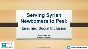 Serving Syrian Newcomers to Peel Ensuring Social Inclusion