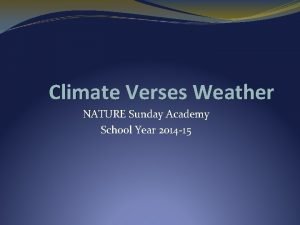 Climate Verses Weather NATURE Sunday Academy School Year