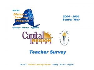 CRBFEH Distance Learning Project BOCES Teacher Survey Distance