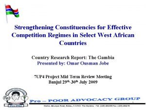 Strengthening Constituencies for Effective Competition Regimes in Select