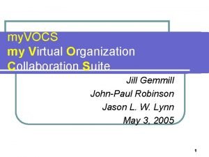 my VOCS my Virtual Organization Collaboration Suite Jill
