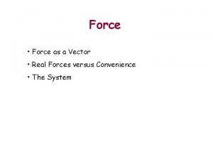 Force Force as a Vector Real Forces versus