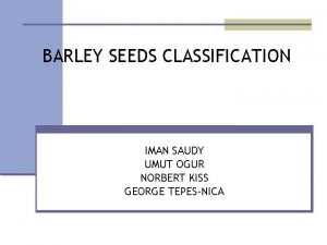 BARLEY SEEDS CLASSIFICATION IMAN SAUDY UMUT OGUR NORBERT