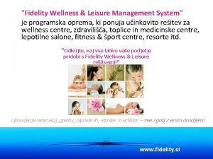 Fidelity Wellness Leisure Management System je programska oprema