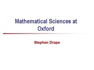 Mathematical sciences oxford
