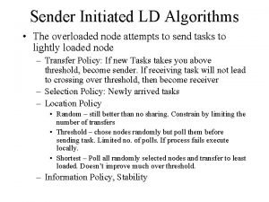 Sender Initiated LD Algorithms The overloaded node attempts