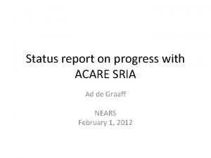 Status report on progress with ACARE SRIA Ad