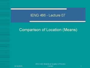 IENG 486 Lecture 07 Comparison of Location Means