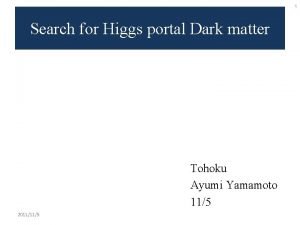1 Search for Higgs portal Dark matter Tohoku