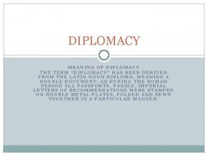 Define diplomacy