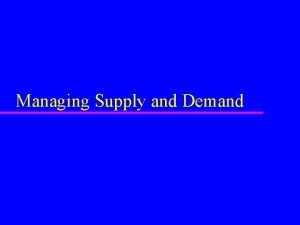 Managing Supply and Demand Strategies for Matching Supply