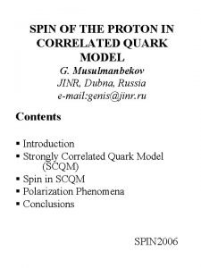 SPIN OF THE PROTON IN CORRELATED QUARK MODEL