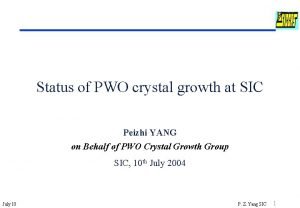 Status of PWO crystal growth at SIC Peizhi