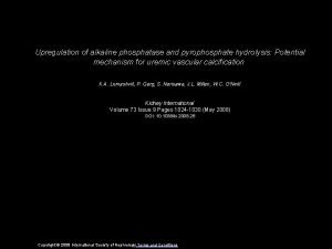 Upregulation of alkaline phosphatase and pyrophosphate hydrolysis Potential