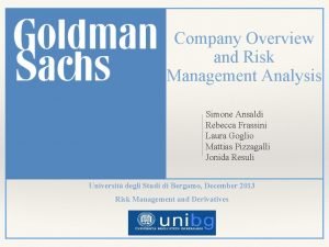 Goldman sachs organizational structure