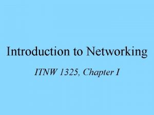 Introduction to Networking ITNW 1325 Chapter I Computer