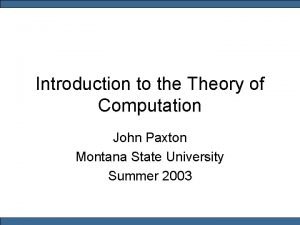 The theory of computation