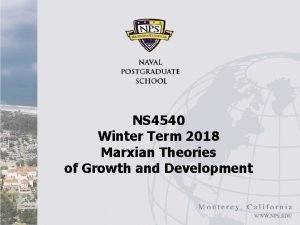 NS 4540 Winter Term 2018 Marxian Theories of