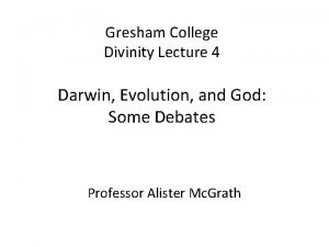 Gresham College Divinity Lecture 4 Darwin Evolution and