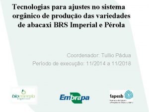 Tecnologias para ajustes no sistema orgnico de produo