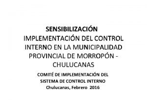 SENSIBILIZACIN IMPLEMENTACIN DEL CONTROL INTERNO EN LA MUNICIPALIDAD