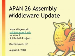 APAN 26 Assembly Middleware Update Nate Klingenstein ndkinternet