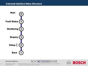 Cobranet Interface Menu Structure Main 0 Fault Status