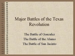 Major Battles of the Texas Revolution The Battle