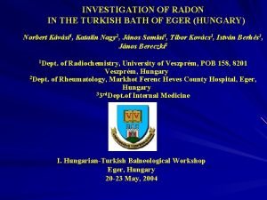 INVESTIGATION OF RADON IN THE TURKISH BATH OF
