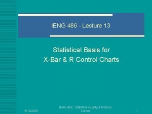 IENG 486 Lecture 13 Statistical Basis for XBar
