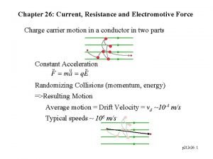 Chapter 26 Current Resistance and Electromotive Force Charge