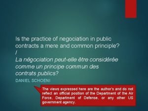 Is the practice of negociation in public contracts