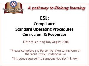 ESL Compliance Standard Operating Procedures Curriculum Resources District