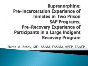 Buprenorphine PreIncarceration Experience of Inmates in Two Prison