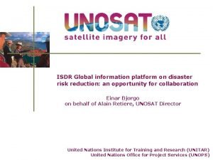 ISDR Global information platform on disaster risk reduction
