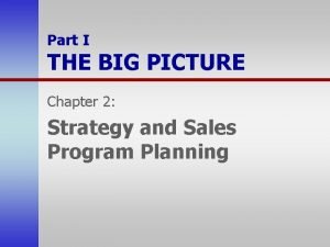 Part I THE BIG PICTURE Chapter 2 Strategy