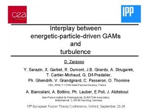 Interplay between energeticparticledriven GAMs and turbulence D Zarzoso