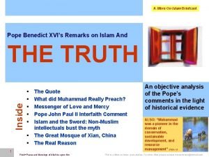 A More On Islam Briefcast 1 Pope Benedict