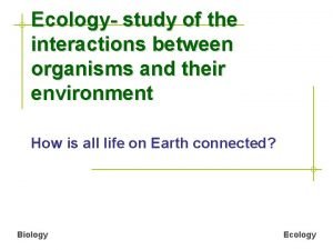 Ecology study of the interactions between organisms and