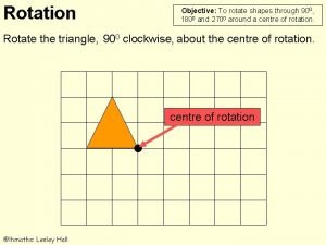 Rotation Objective To rotate shapes through 900 1800