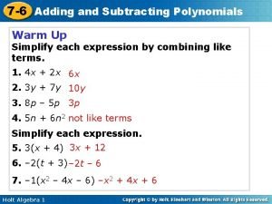 7-1 adding and subtracting polynomials