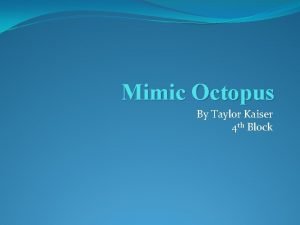 Mimic Octopus By Taylor Kaiser 4 th Block