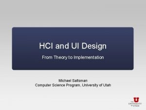 HCI and UI Design From Theory to Implementation