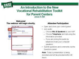 An Introduction to the New Vocational Rehabilitation Toolkit
