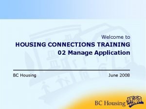 Housing connections application