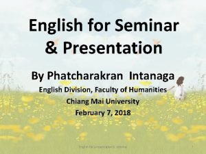 Introduction of seminar presentation