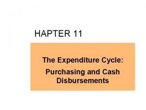 HAPTER 11 The Expenditure Cycle Purchasing and Cash